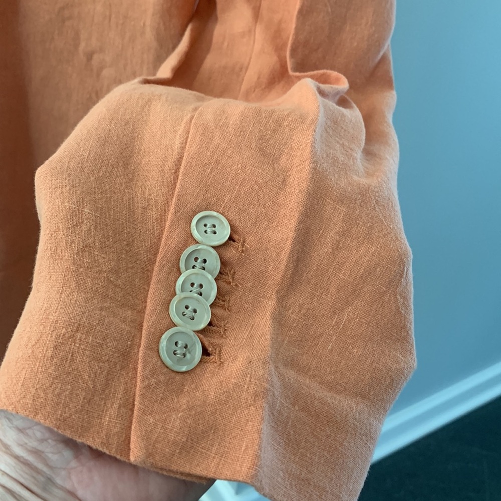 NWT H&M Premium Collection Coral/Orange Linen Blazer - Picture 9 of 13